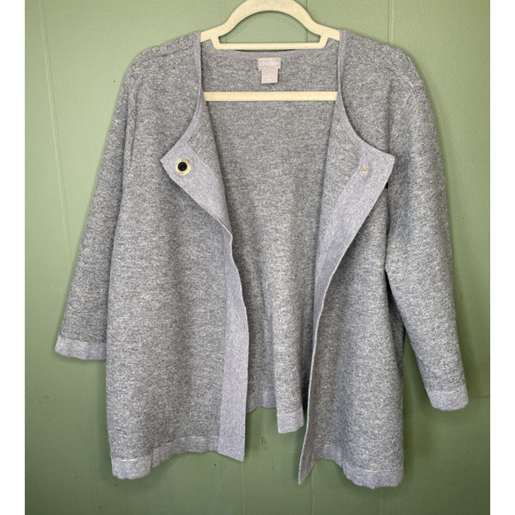 Chico's Cardigan Womens Size 4 ( US XXL) Gray Stretch Knit Sweater Career Office - Picture 5 of 11